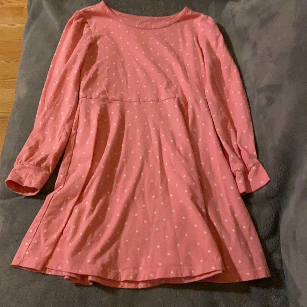 Gap girl size Med pink polkadot long sleeve dress